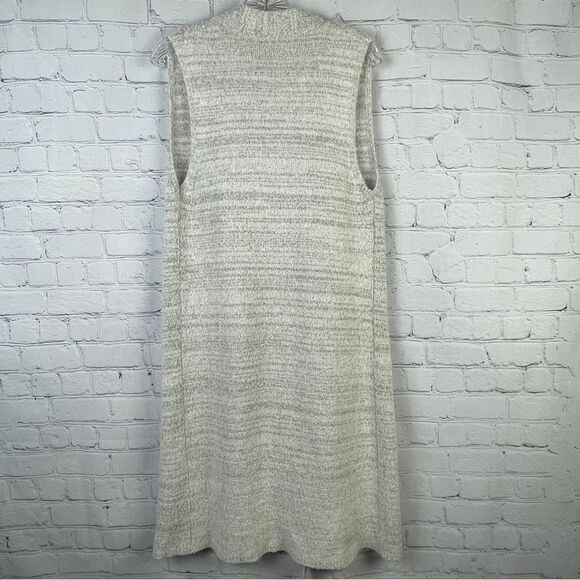ECHO light gray wool blend warm textured open front cardigan vest, size M / L - Picture 3 of 12